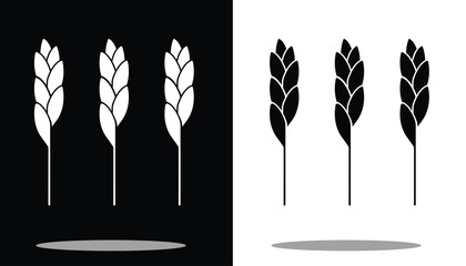 Naklejka premium Vector image of a beautiful and attractive gold colored rice plant logo on a black and white background