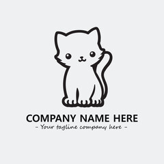 Cat illustration black and white for logo company vector image
