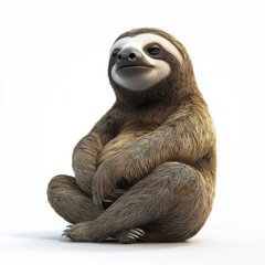 3D Sloth Isolated and White Background