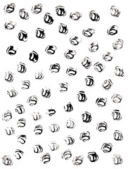 Grunge stains hand drawn vector seamless background. Texture of dirty ink circles. Black paint dry brush splashes, stains background. Abstract rough spots, background with spots. Wrapping paper design