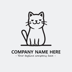 Cat illustration black and white for logo company vector image