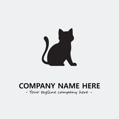 Cat illustration black and white for logo company vector image