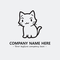 Cat illustration black and white for logo company vector image