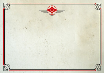 Karate KYOKUSHINKAI certificate, diplom. Old vintage paper texture. High resolution.