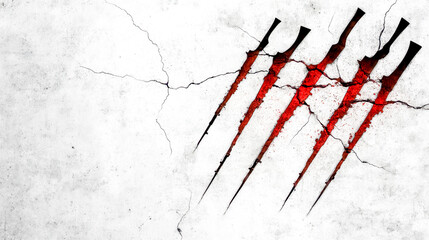 Shadows of rifles and bayonets cast on cracked concrete wall symbolizing war and violence
