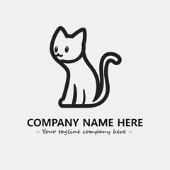 Cat illustration black and white for logo company vector image