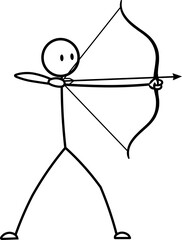 Archery - Minimalist illustration of stickman practicing Olympic sports
