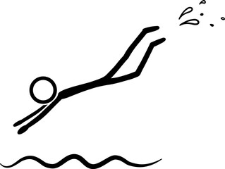 Swimming - Minimalist illustration of a stickman practicing Olympic sports