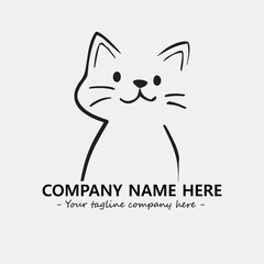 Cat illustration black and white for logo company vector image