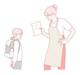 A frustrated and upset teacher is addressing a student regarding their failing grade and academic performance