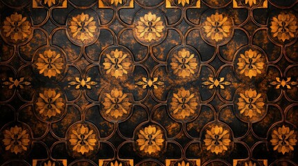 Naklejka premium Medieval tapestry patterns, warm golden hues, rich textures, seamless