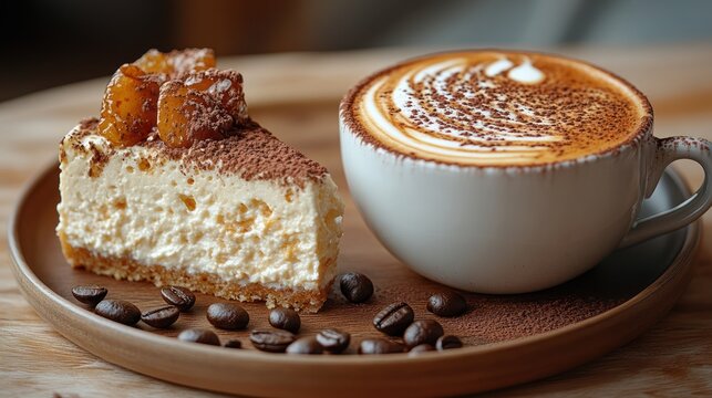 Cheesecake and cappuccino