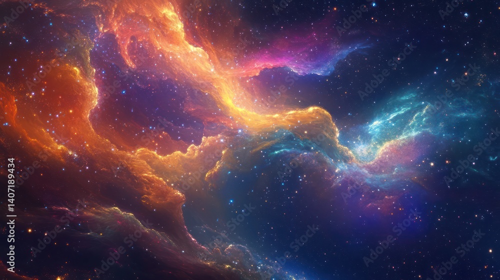 Canvas Prints a beautiful cosmic display of colorful nebulae and numerous stars