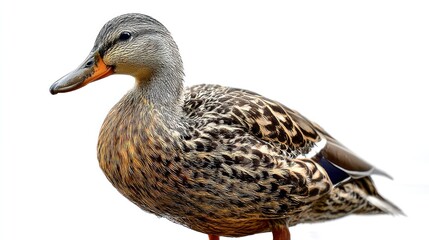 Fototapeta premium Duck Standing Isolated on White Background Bird Portrait