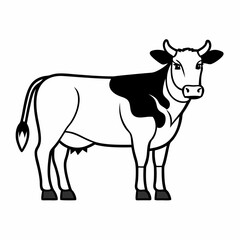 Fototapeta premium cow line art isolated on white background