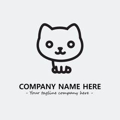 Cat illustration black and white for logo company vector image