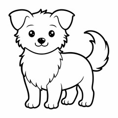 Cute puppy outline isolated on white background