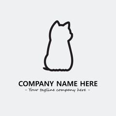 Cat illustration black and white for logo company vector image