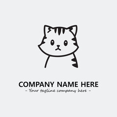 Cat illustration black and white for logo company vector image