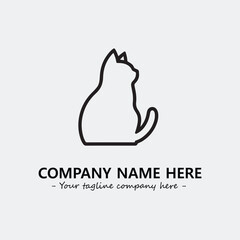 Cat illustration black and white for logo company vector image
