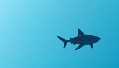 Obraz premium Shark silhouette swimming in blue ocean waters 