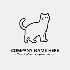 Cat illustration black and white for logo company vector image