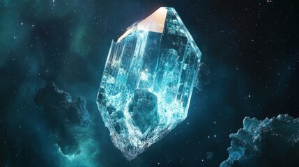 Obraz premium A large crystalline structure floats serenely in outer cosmic space