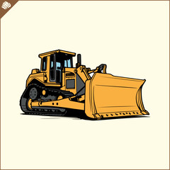 Heavy Power Bulldozer. Vector. EPS 8