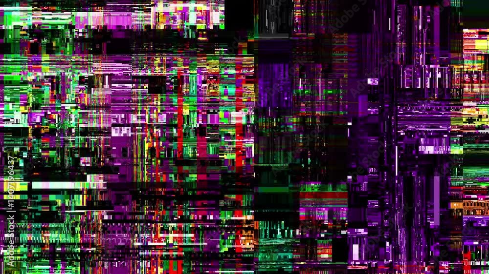 Aufkleber Unique Design Abstract Digital Animation Pixel Noise Glitch Error Video Damage. Loop stop motion background