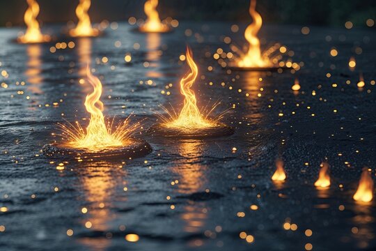 Brilliant Firebolts with Twinkling Glimmers on Dark Surfaces