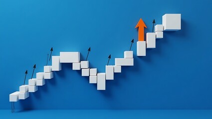 Fototapeta premium Business Growth Concept with Staircase and Arrow
