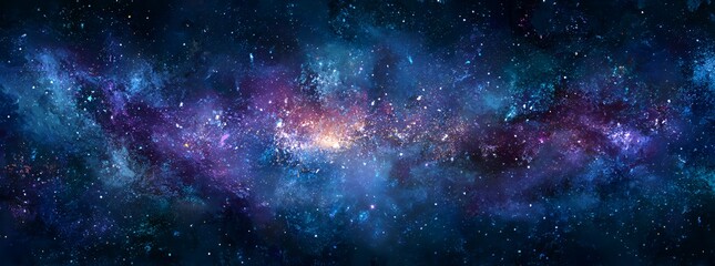 Fototapeta premium Celestial Canvas: A breathtaking panorama of the cosmos, showcasing the vibrant colors and intricate structures of the Milky Way galaxy, an awe-inspiring glimpse into the vast universe.