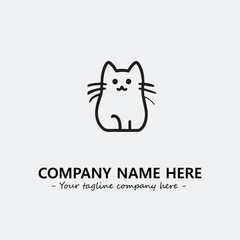 Cat illustration black and white for logo company vector image