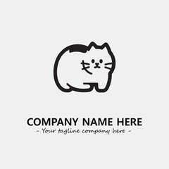 Cat illustration black and white for logo company vector image