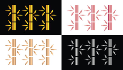 Vector image of a beautiful and attractive gold colored bamboo plant logo on a black and white background