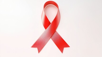 Red Ribbon on the white background 
