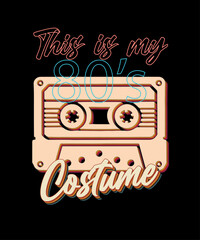 Retro 80s Costume Design with Cassette Tape Graphic
