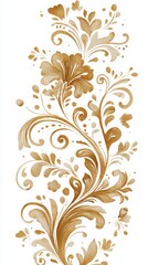 Damask Wall Watercolor, Elegant Floral Pattern with Gold Accents on White Background romantic damask bloom baroque pastel tapestry