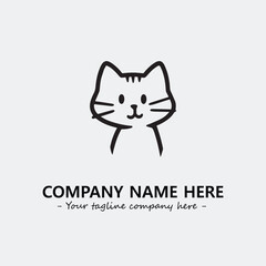 Cat illustration black and white for logo company vector image