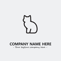 Cat illustration black and white for logo company vector image