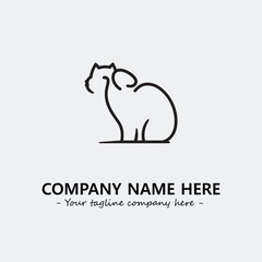 Cat illustration black and white for logo company vector image