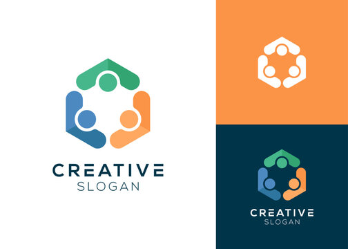 Modern abstract people community logo design for work or study group - Powered by Adobe