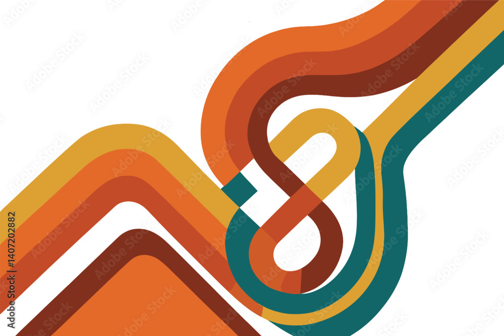 Poster abstract geometric design with colorful wavy lines and loops