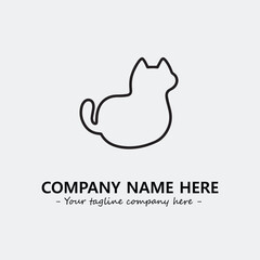 Cat illustration black and white for logo company vector image