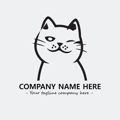 Cat illustration black and white for logo company vector image