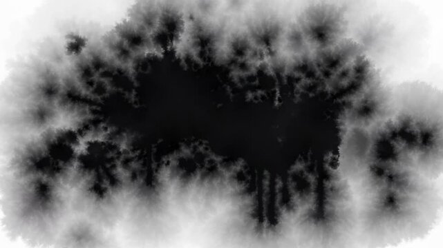Dark ink stain creates a moody, expressive pattern with soft branching&mdash;suitable for creative texture work and artistic concept visuals.