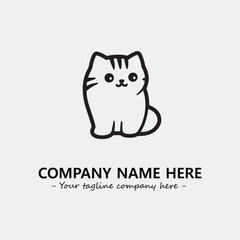 Cat illustration black and white for logo company vector image