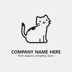 Cat illustration black and white for logo company vector image