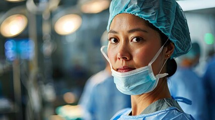 Portrait of a Focused Surgeon in Operating Room