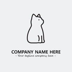Cat illustration black and white for logo company vector image